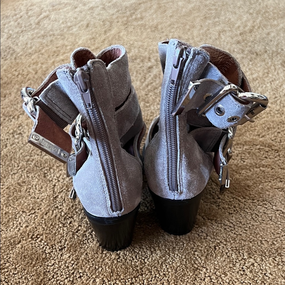 Jeffrey Campbell Taupe Multi-Buckle Heeled Boots - Picture 4 of 7